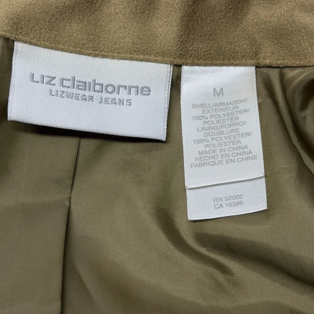 Liz Claiborne Lizwear Olive Green Faux Suede Shirt Jacket Shacket Medium